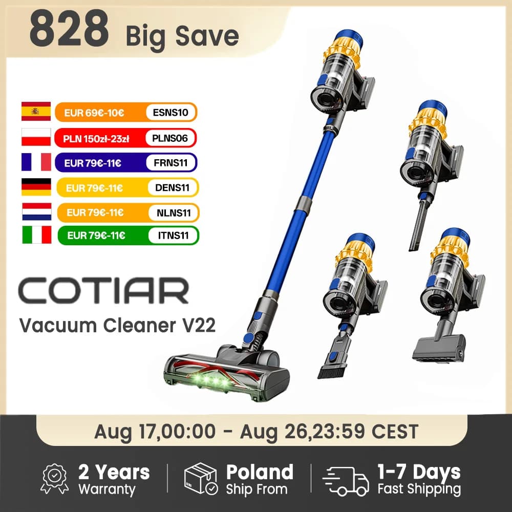 COTIAR V22 650W 55kPa Wireless Vacuum Cleaner for Home Appliance Vertical Handheld Vacuum Cleaner Smart Home Removable Battery