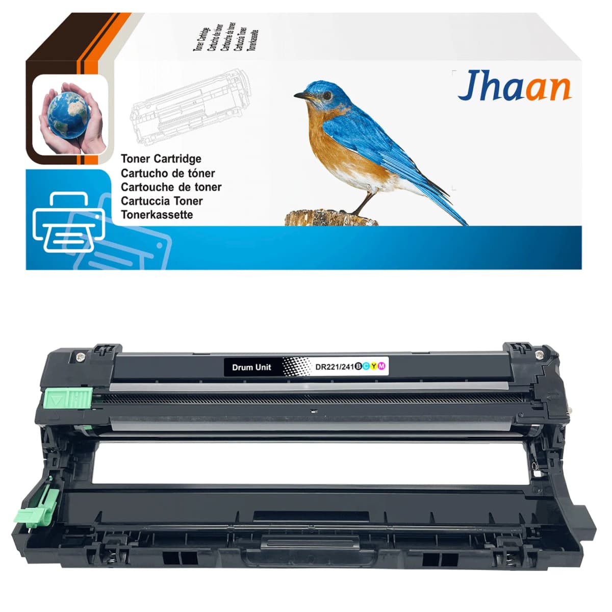 Jhaan 1 X Drum DR241 DR221 Compatible with Brother DR-241CL B/C/M/Y for Brother DCP-9015CDW DCP-9020CDW DCP-9022CDW MFC-9130CW