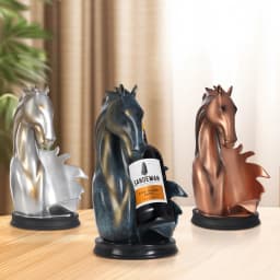 Freestanding Wine Rack Horse Head Wine Bottle Holder, Resin Tabletop Decorative Display Stand for Bar Home Single Bottle Storage
