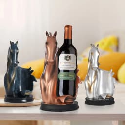 Freestanding Wine Rack Horse Head Wine Bottle Holder, Resin Tabletop Decorative Display Stand for Bar Home Single Bottle Storage