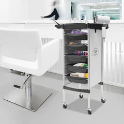 6-Tier Drawer-Type Multi-Functional Salon Trolley Salon Trolley Cart with Wheels, Hairdressing Shelf Rolling Storage Tray Cart
