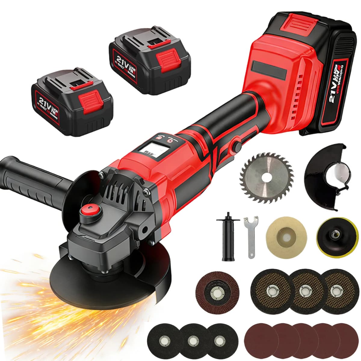125mmBrushless Electric Cordless Angle Grinder Cutting Polishing Machine Speed Digital Display Power Tool For Makita 21V Battery