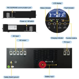 4KW 24V 100A Hybrid Solar Inverter 230VAC Off Grid Pure Sine Wave 500VDC 50/60Hz Solar Controller With WIFI Built-in BMS 