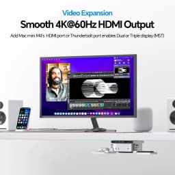 PULWTOP Mac mini M4 Dock & Stand with M.2 NVMe 8TB SSD Enclosure, with HDMI 4K 60Hz, USB-A 10Gbps for Mac mini M6, M5 Pro, M4/M4 Pro