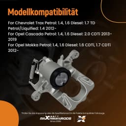 Rear Left Brake Caliper for Vauxhall Cascada 2013- Opel Mokka 2012- 542110 38mm