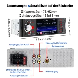 ESSGOO 4.1"Universal 1 DIN capacitive IPS digital display Multimedia MP5 Car Stereo Radio BT USB AUX TF FM SWC 7Colors Handsfree