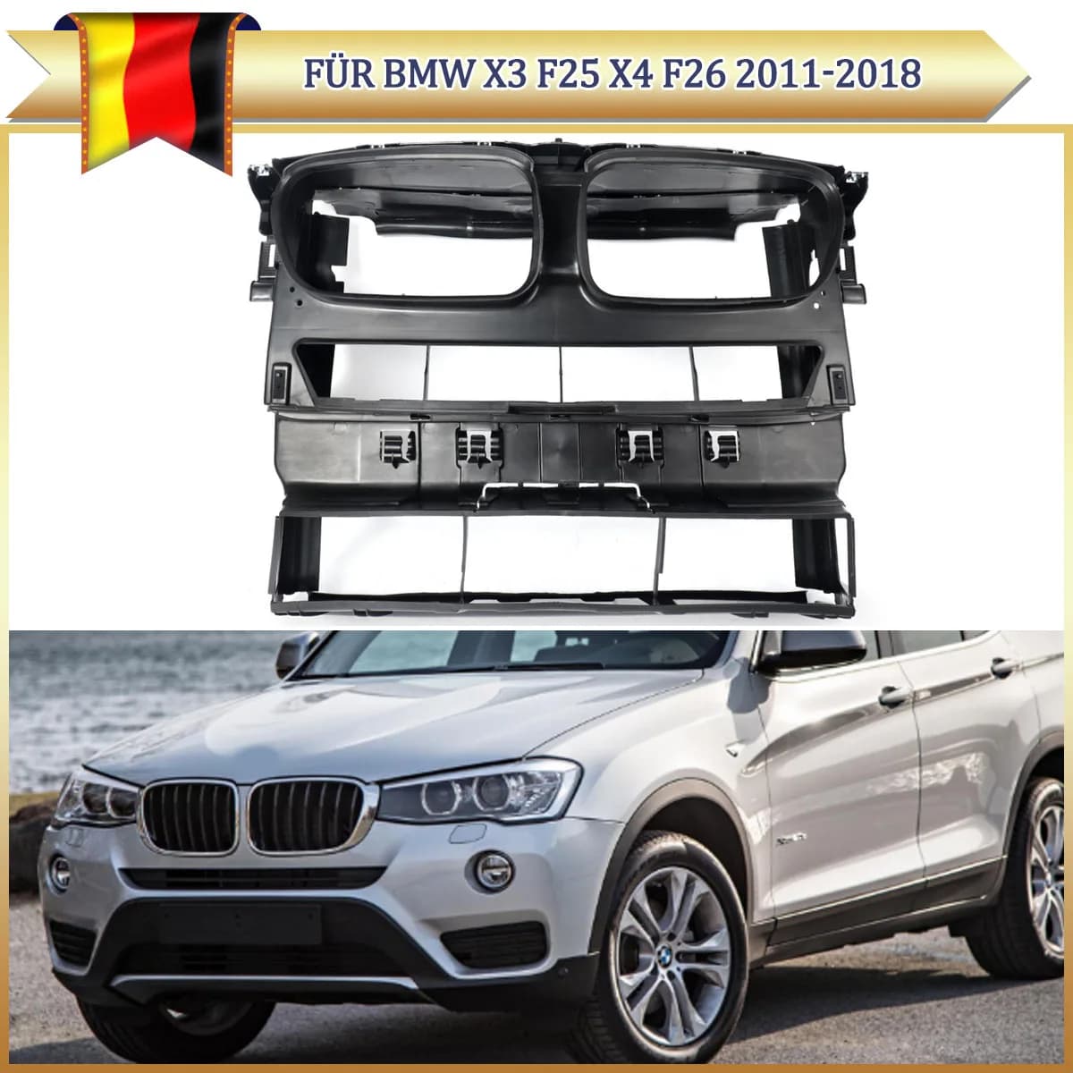 Front End Radiator Core Support Panel Compatible with 2011-2018 BMW X3 F25 X4 F26 Cooling Module Support 51747210476