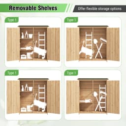 Outdoor Storage Shed, Solid Wood Tool Shed Organizer with Water-Resistant Sloped Asphalt Roof Removable Shelves & Lockable Doors