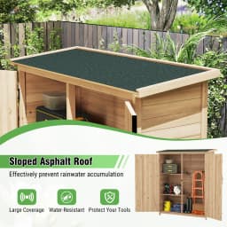 Outdoor Storage Shed, Solid Wood Tool Shed Organizer with Water-Resistant Sloped Asphalt Roof Removable Shelves & Lockable Doors