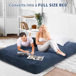 Giant Corduroy Bean Bag Chair Bed for Adults, 2-in-1 Convertible Floor Sofa to Mattress with Removable Washable Cover