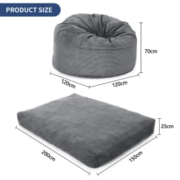 Giant Corduroy Bean Bag Chair Bed for Adults, 2-in-1 Convertible Floor Sofa to Mattress with Removable Washable Cover