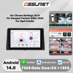 Android 14 Car Radio for Citroen Berlingo 2019 Peugeot Partner Rifter 2020 Opel Combo Multimedia Player 2Din 360 Cam Carplay Gps