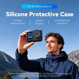 TELESIN Silicone Protective Case for DJI Osmo Action 6 with Lens Cap Lanyard Shockproof Camera Protection Action 6 Accessories