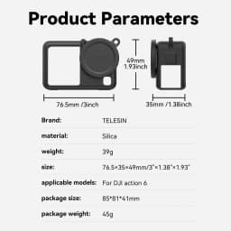 TELESIN Silicone Protective Case for DJI Osmo Action 6 with Lens Cap Lanyard Shockproof Camera Protection Action 6 Accessories