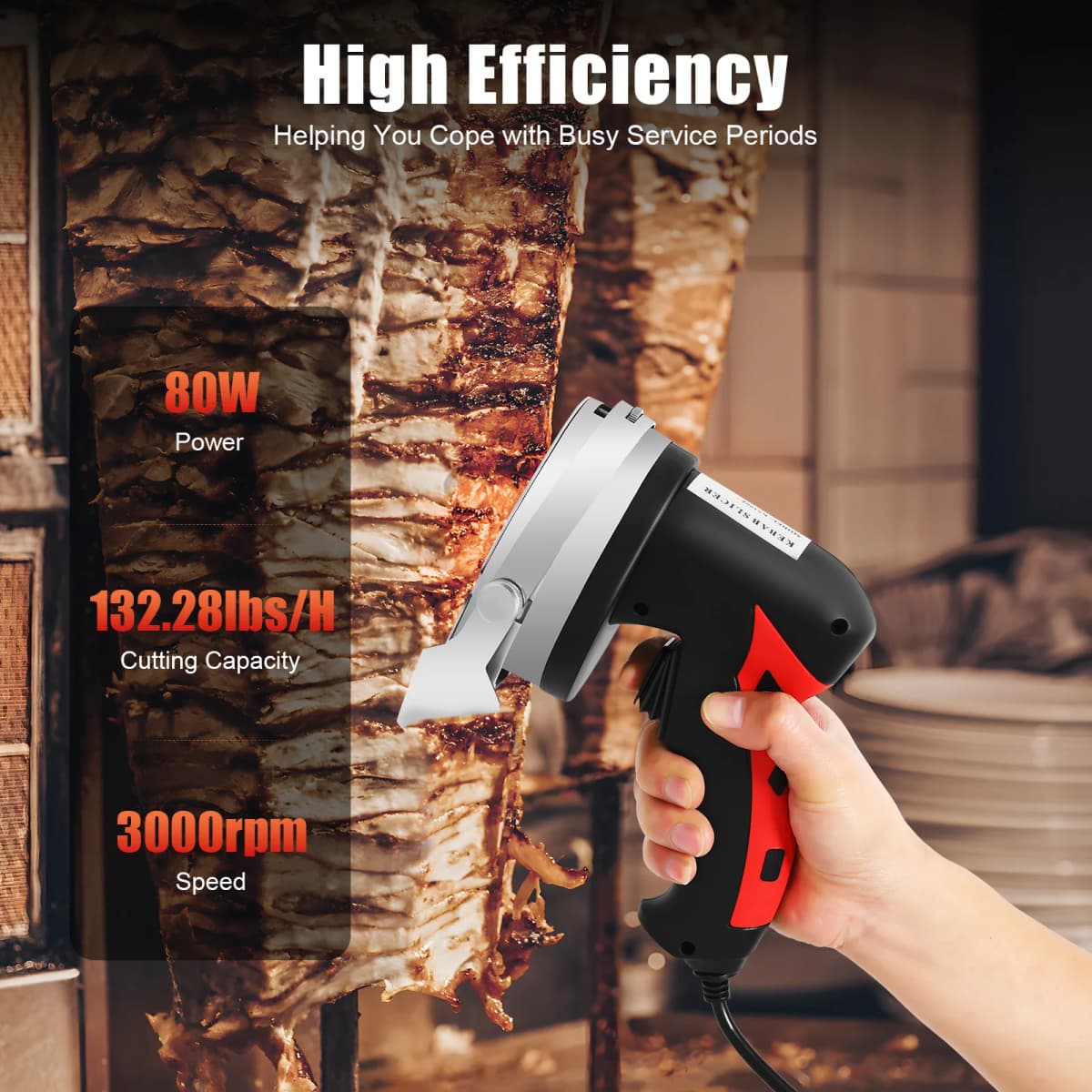 Electric Shawarma Knife Kebab Slicer Handheld Roast Meat Cutting Machine Gyro for BBQ 220-240v