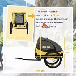 Dog trailer, load capacity 20kg, for medium-sized dogs, with mesh windows, tarpaulin, safety leash, 140x71x83cm, Oxford fabric
