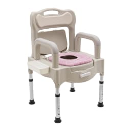 Portable Bedside Commodes Chair Adjustable Commode Toilet Chair Home Use for the Elderly, Disabled, etc Grey White/Khaki
