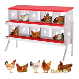 Chicken Nesting Box 10 Compartment Metal Nesting Box 10 Room Wall Mountable Nesting Boxes with Leg Galvanized Steel for Chicken