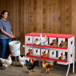 Chicken Nesting Box 10 Compartment Metal Nesting Box 10 Room Wall Mountable Nesting Boxes with Leg Galvanized Steel for Chicken