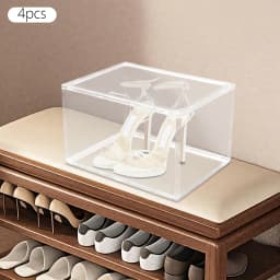 Modern 4Pcs Clear Handbag Storage Organizer PET Stackable Storage Display Boxes for Bedrooms, Walk-in Closets