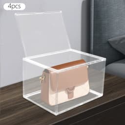 Modern 4Pcs Clear Handbag Storage Organizer PET Stackable Storage Display Boxes for Bedrooms, Walk-in Closets