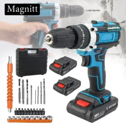 25+3 Torque Electric Impact Screwdriver Multifunctional Setting 2 Gear Speed Cordless Drill Electric Screwdriver with 2Batteries