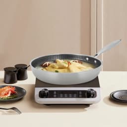 Non-Stick Stainless Steel Frying Pan with Scratch-Resistant & Non-Stick Honeycom, Steak Pan, Chinese Wok Pan, Paw Free(32 cm)