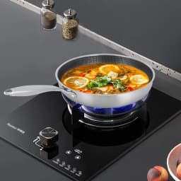 Non-Stick Stainless Steel Frying Pan with Scratch-Resistant & Non-Stick Honeycom, Steak Pan, Chinese Wok Pan, Paw Free(32 cm)