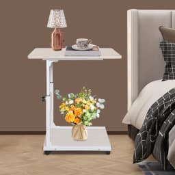 Computer Desk Care Table with Mobile Side Table, Bed Table on Wheels for Nursing Bed Hospital Tables 55-80cm Height Adjustable