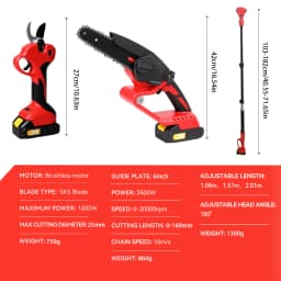 3-in-1 Telescopic Pole Chain Saw Electric High Branch Shears, 2 Batteries, 8.5-Inch Brushless Chain Saw, Used for Tree Pruning