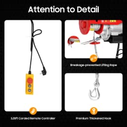 400-800kg Electric Hoist Lifting 1350-1450W Crane Hoist Winch w/ Wired Remote Control Lifter for Boat Car Garage Elevator