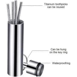 Stainless Steel Toothpicks Pocket Set, Portable Floss Pick Reusable Metal Toothpicks Tooth Cleaning Kit With Keychain Holder