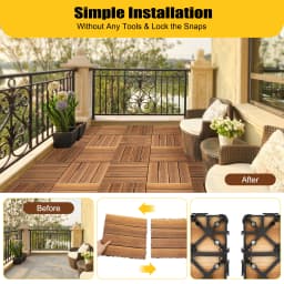 36Pcs 30*30CM Wood Flooring Tiles Camphor Pine Wood Hardwood Interlocking Patio Deck Tiles