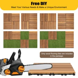 36Pcs 30*30CM Wood Flooring Tiles Camphor Pine Wood Hardwood Interlocking Patio Deck Tiles