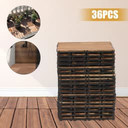 36Pcs 30*30CM Wood Flooring Tiles Camphor Pine Wood Hardwood Interlocking Patio Deck Tiles