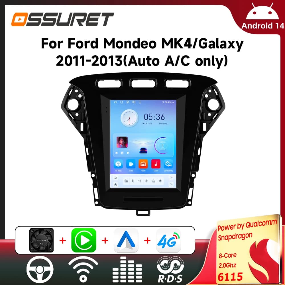 9.7 Car Radio Multimedia for Ford Mondeo MK4 Galaxy 2011-2013 Wireless Carplay Android Auto GPS 6115 Autoradio Car Stereo 360cam