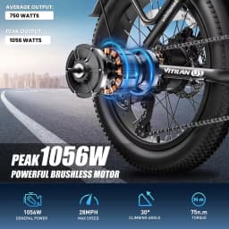 Vitilan U3 Folding Electric Bicycle Adults Mountain Bike with 48V 13Ah Removable Battery 20" x 3.0 Fat ebike