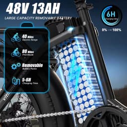 Vitilan U3 Folding Electric Bicycle Adults Mountain Bike with 48V 13Ah Removable Battery 20" x 3.0 Fat ebike