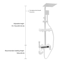 Led Display Rain Shower System White Wall Mounted Shower Panel Kit 10-100 ℃ /50-212 ℉