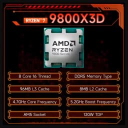 AMD Ryzen 7 9800X3D Processor 8-Core 16 Thread 104MB Game Cache Acceleration Frequency 9800X3D V-Cache Game Processor 5.2 GHz
