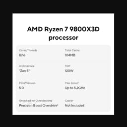 AMD Ryzen 7 9800X3D Processor 8-Core 16 Thread 104MB Game Cache Acceleration Frequency 9800X3D V-Cache Game Processor 5.2 GHz