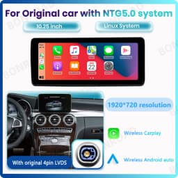 BONROAD 10.25 12.3 1920*720 2400*900 Wireless CarPlay Car Multimedia Linux Touch Screen For Mercedes Benz W205 GLC A C V Class W447 Android Auto Mirroring Airplay Autolink GPS Stereo Navigation