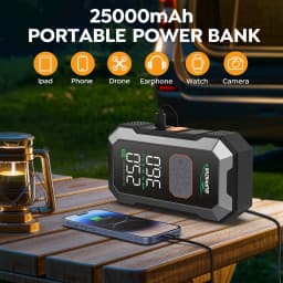 1000A/1500A PEAK Car Jump Starter With Air Compressor Cordless Tire Inflator, 25000mAh Battery Booster With Power Bank Pack & LED Flashlights