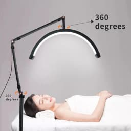 OWJHE 20W Floor LED Video Light Half-moon Shaped Fill Light 3000K-6000K Dimmable with Adjustable Metal Light Stand Phone Holder