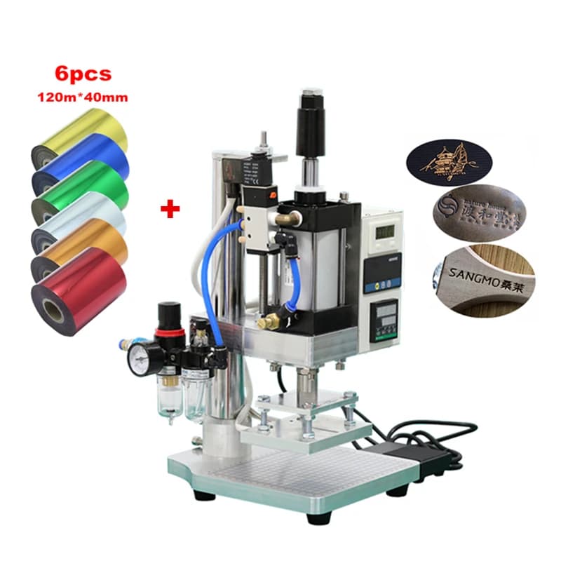 PVC Card Book Leather HS Paper Wood Custom Logo Embossing Pneumatic Hot Foil Stamping Machine Heat Press Machine Gilded Paper