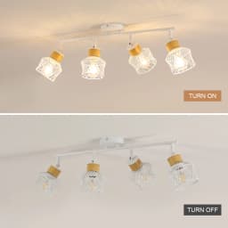 Industrial 4 Way White Ceiling Spotlights E27 Base Adjustable Angle Indoor Spot Light for Kitchen Living Room (NO Bulbs)