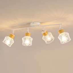 Industrial 4 Way White Ceiling Spotlights E27 Base Adjustable Angle Indoor Spot Light for Kitchen Living Room (NO Bulbs)