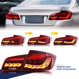 LED Tail Lights for BMW 5-Series 2009-2016 F10 M5 Dynamic Animation Sequential Turn Signal Red Rear Lamps Assembly [Not Fit F11]