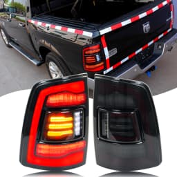 LED Tail Lights for Dodge Ram 2009-2018 1500 2500 3500 4th Gen Sequential Yellow Turn Signal Black Rear Lamps Assembly