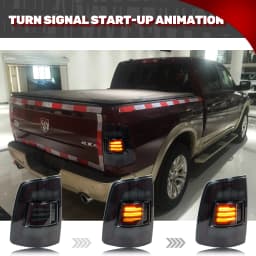 LED Tail Lights for Dodge Ram 2009-2018 1500 2500 3500 4th Gen Sequential Yellow Turn Signal Black Rear Lamps Assembly